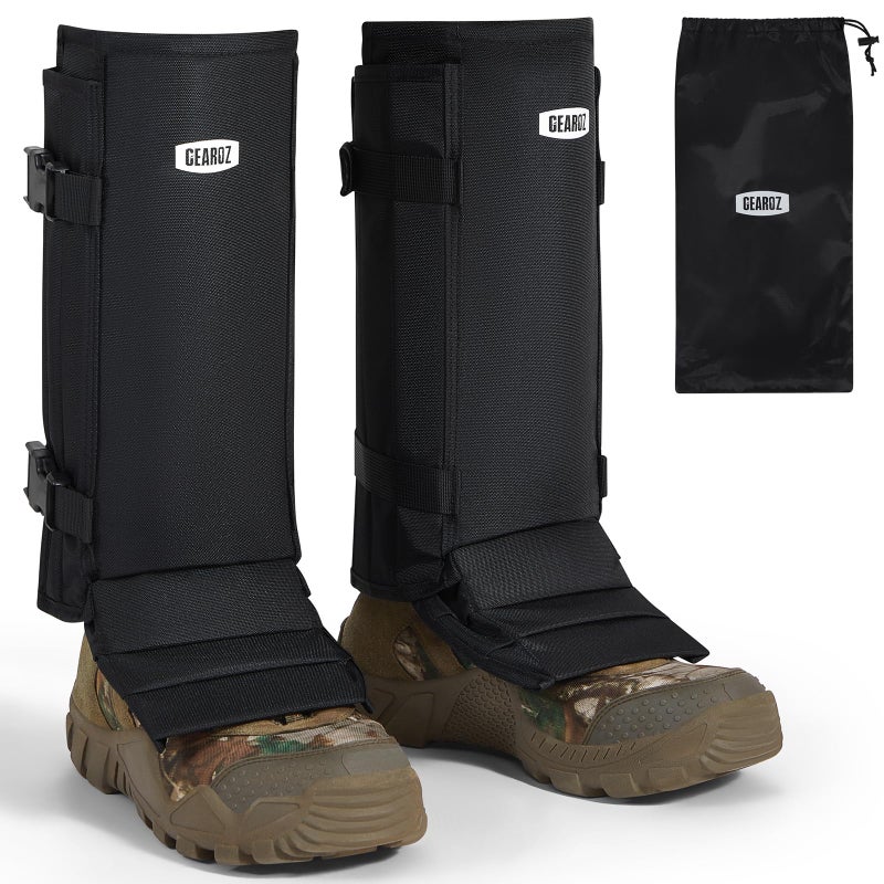 GearOZ Snake Gaiters Snake Chaps, Waterproof Lower Legs Snake Guards, Snake Bite Protective Gaiters, Anti-Snake Boots for Men/Women, Adjustable Size for Hunting/Hiking/Farm Working, Black - Image 1